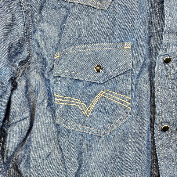 Cody James FR Mens Shirt Medium Blue Denim Western Long Sleeve Button Up Rodeo - Picture 14 of 16